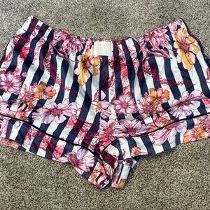 Victoria's Secret Floral and Striped High Waist Shorts - Pink and Yellow
